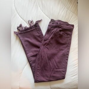 MOTHER Plum The Insider Crop Step Fray Jeans